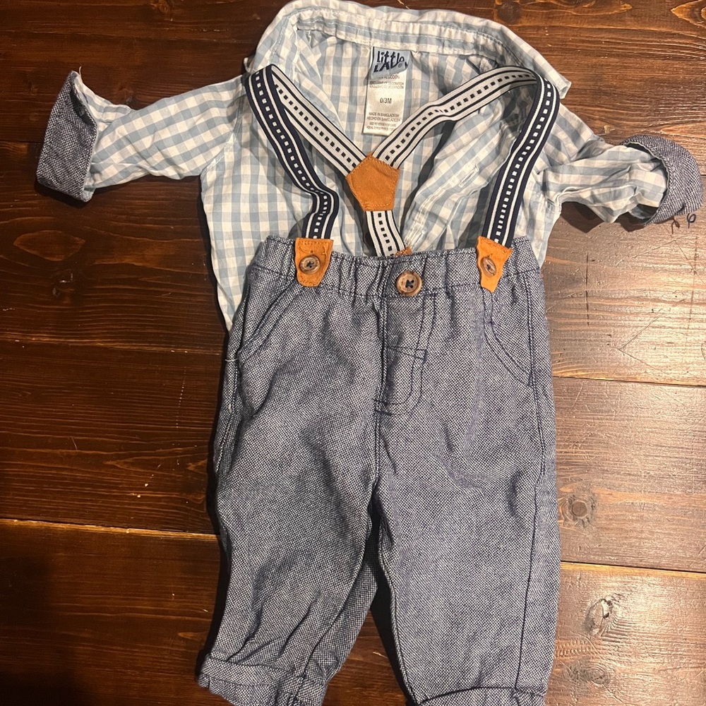 Stylish Kids Gingham Shirt and Denim Overalls Set